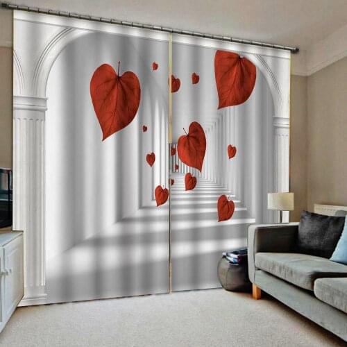 Extension 3D Curtain Luxury Blackout Window Curtain Living Room red leaf Blackout curtain