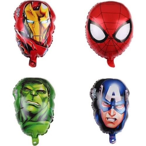 Hero Aluminum balloons Spiderman Iron Man Hulk Head Foil Ball Childrens Birthday Party Decoration Supplies Kids Toy Air Globos