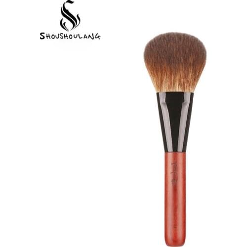 Shoushoulang Professional Handmade Make Up Brush A03 Angled Blush Blusher Brush Soft Red Fox Hair Makeup Brushes