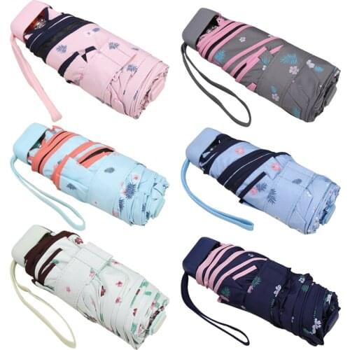 Floral Mini Portable Folding Umbrella Rain Or Shine Dual-Use Umbrella Waterproof Cloth Pocket Umbrella