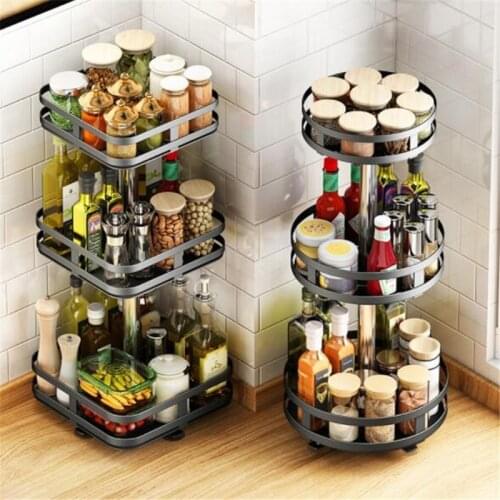 Spices Jar Bottle Storage Rack 360 Degrees Wine Salt Sugar Sauce Vinegar Organizer