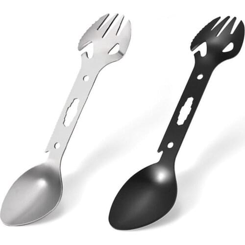 5 In 1 Cutlery Multi-functional Spoon Fork Food Can Bbq Bottle Camping Cookware Opener Tableware Kitchen Picnic L8H9