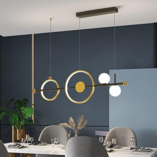 LED Pendant Light For Living Dining Room Kitchen Fixture Decor Home Indoor Gold Personality Modern Glass Ball Hanging Lamp