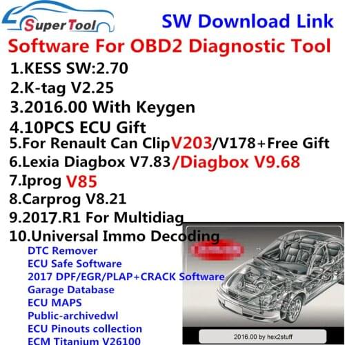 SW Kess 2.70 2.53 K-tag 2.25 For Renault Can Clip 203/V178 Lexia 3 Diagbox V9.68 V7.83 Carprog 8.21 2017.R1 Iprog Pro V85