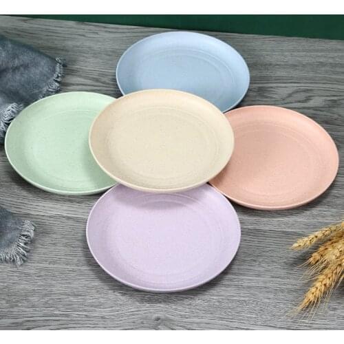 Wheat Straw Plates Solid Color Eco Friendly Fruit Plate Tableware Dishwasher Available Reusable 15cm Single Plate Dinnerware Set