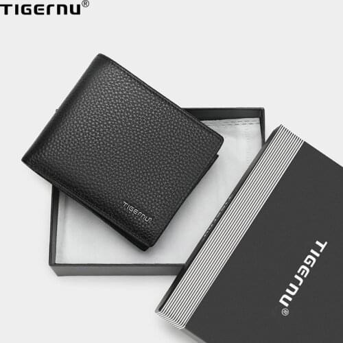 Tigernu Male Genuine Leather Wallets Men Luxury Mini Purse Mens Wallet Small Money Bag Card Wallet For Men Quality Slim Wallets