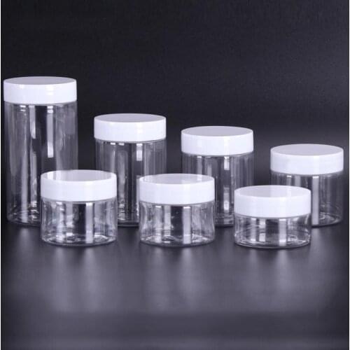 30 40 50 60 80ml Plastic Jars Transparent PET Storage Cans Boxes Round Bottle with Plastic/Aluminum Lids