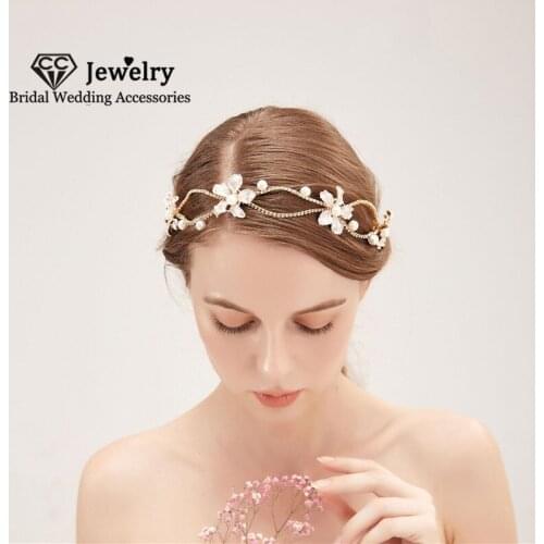 CC Headbands Women Hairwear Wedding Accessories Bridal Headpiece Flower Shape Hairbands Romantic Jewelry High Quality Gift HS133