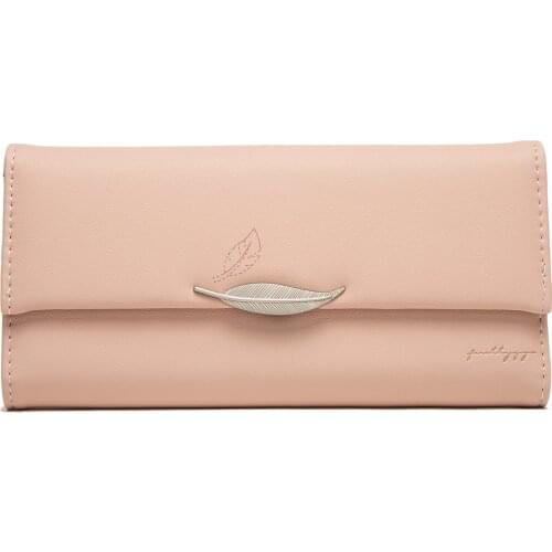 Women Fashion Leaves Printing Pu Leather Wallets Female Metal Leaves Hasp Coin Purses Ladies High-quality Credit Card Package