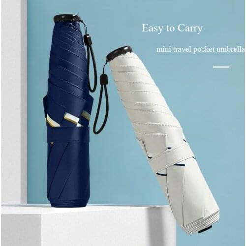 Mini 4 Folding Small Umbrella for Girls Travel Portable Umbrella for Sunny and Rainy Day Windproof Anti-UV Parasol