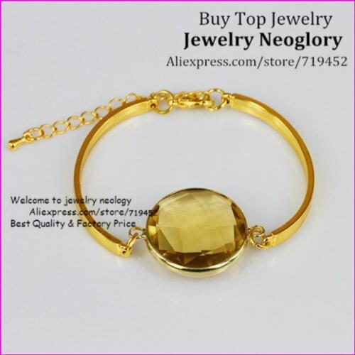 10PCS New Style Crystal Glass Quartz Bracelet Bangle ,Crystal Glass Bezel Quartz Connector Bracelet,Gold Color Bangle Unisex