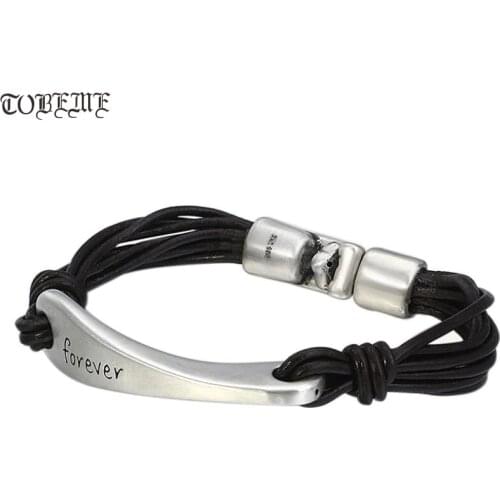 100% 3D 999 Siilver Bracelet 925 Sterling Leather Braided Bracelet Vintage Silver Bracelet