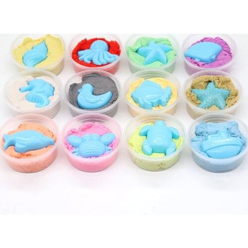 12 Color DIY Magic Sand Toys Clay Super Colored Soft Slime Upgrade Barrel Packaging Educational Toy Magic Space Sand