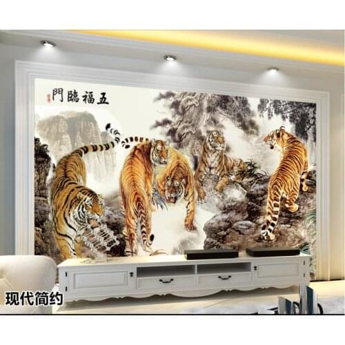 3d wall murals wallpaper for living room Chinese Tiger Mountain Forest Running home decor photo wallpaper for walls 3 d