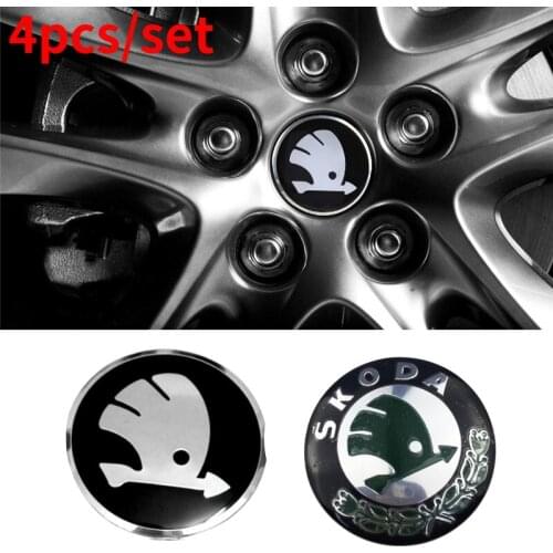 4Pcs Car 56mm Sticker Wheel Center Hub Caps Decals Decoration for Skoda Octavia A5 A7 Fabia 1 Superb Kamiq Rapid Vision S Kodiak