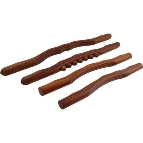 4Pcs Scraping Stick Wood Back Shoulder Neck Waist Leg Massage Tools Burner Meridian Brush Slim Cellulite Massager Rod
