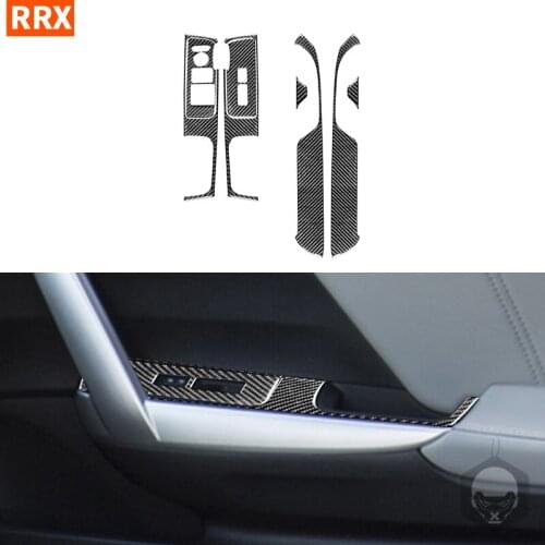 8 PCS For Honda Civic 9 Coupe 2012-2015 Carbon Fiber Stickers Power Window Lift Panel Car Styling Decoration Accessories Black
