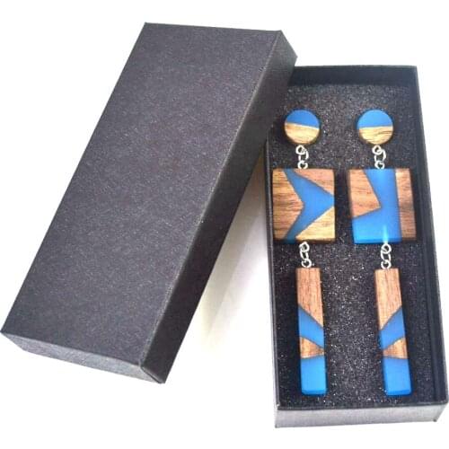 Antique wood resin earrings, multi shape matching geometric shape Fashion Earrings Gift