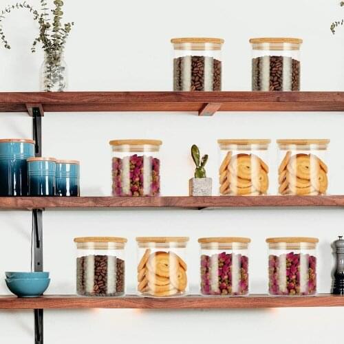 Bamboo Wood Airtight Jar Large Capacity Tobacco Storage Tank With Cover Transparent Glass Container Kitchen Food Candy Jar Box