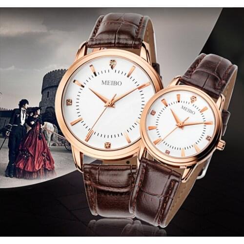 Couple Watches Luxury Brand Lovers Casual Quartz Watch Women Genuine Leather Strap Watches For Gift Relogio Feminino Men Clock