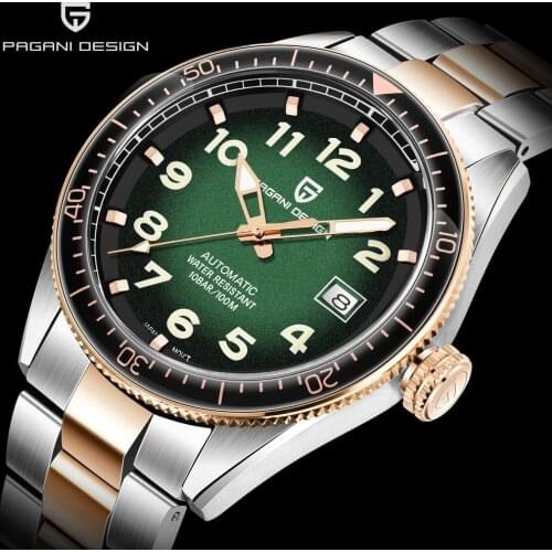 PAGANI DESIGN Stainless Steel Mens Watch 100M Waterproof Sports Men Mechanical Watch Top Brand Luxury Business Automatic Watch