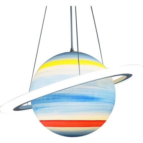 Color PVC childrens room planet pendant lights moon Earth Saturn lamp bedroom living dining room shop decorated hanging lamps