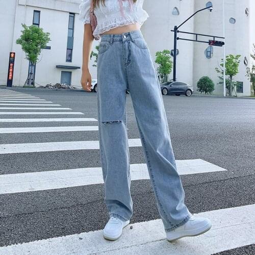 Nowsaa High Waist Jeans Women Pants Vintage Boyfriends Jeans Wild Leg Cutout Mom Jeans Cowboy Korea Japan Pants Vaqueros Mujer