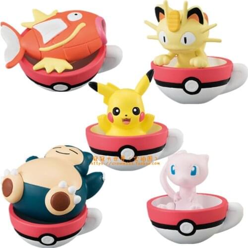 Bandai Genuine Gacha Pikachu Eevee Charmander Cup Ornaments Action Figure Toys
