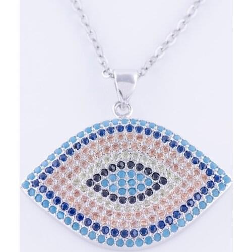 Hot Jewelry Vintage Zircon India Evil Eye Necklace For Women Men Handmade Copper Micro Pave Long Friendship Necklaces Diy Gifts