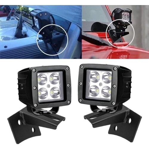 2PCS 16W 3X3 inch LED fog light Pod Kit With A-pillar Mounting Brackets For 07-18 Jeep Wrangler JK