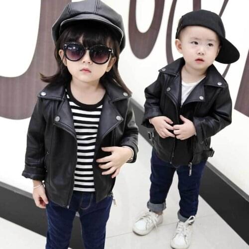 Boys leather children jacket jacket girls baby small and medium-sized children Korean autumn foreign trade childrens clothing