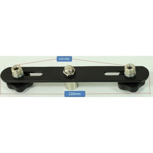 Microphone Bar Dual Mic Holder Microphone Stereo Bar Black T-Bar Thread Adapter