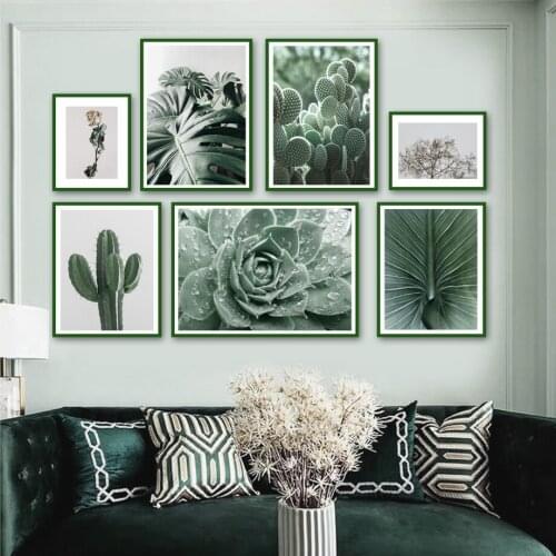 Monstera Cactus Succulents Rose Flower Wall Art Canvas Painting Nordic Posters And Prints Wall Pictures For Living Room Decor