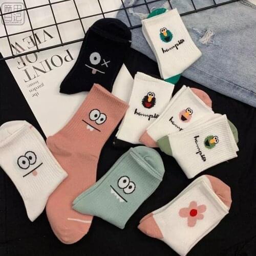 New Fashion 2020 Cute Women Lady Cotton Happy Socks Lovely Patterned Harajuku Socks Cartoon Print Comfortable Knitted Girls Sock