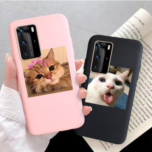 P40 lite Case For Huawei P30 Lite Cases Luxury Silicon Cute Cat Funda P smart 2019 P20 Pro E P10 Z S Plus 2018 2020 Covers Coque