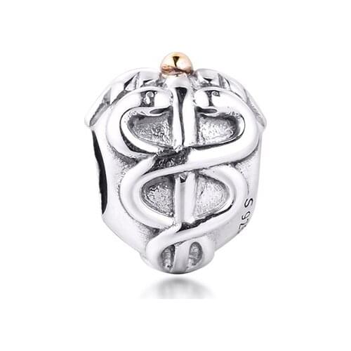 Fits For Pandora Braclets Life Saver Charms With 14k Real Gold 100% 925 Sterling Silver Beads Free Shipping