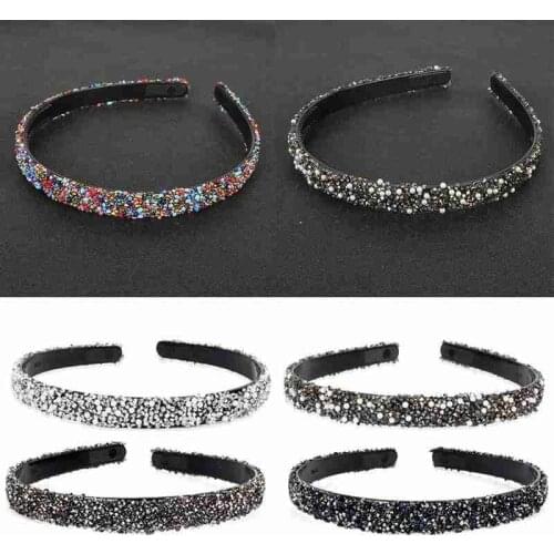 Simulated Crystal Pearl Rhinestones Luxury Hair Accessories Hairbands Sparkly Padded Hair Bands Headdress White Women Headbands