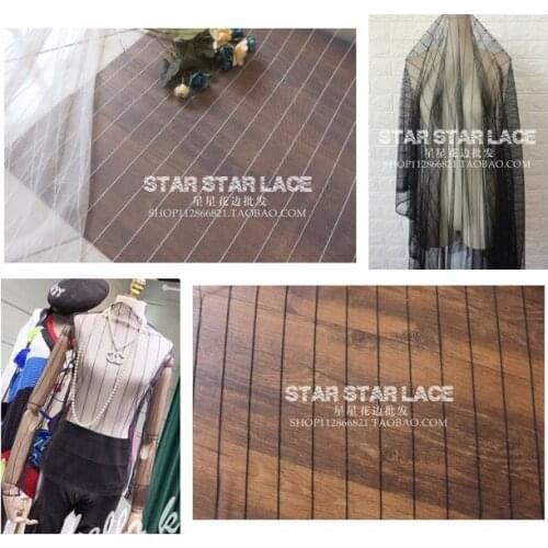 1Meter Black White Transparent Soft Mesh Fabric Thin Strips Perspective Bottoming Shirt Home Textile Decorative Mesh Lace Fabric