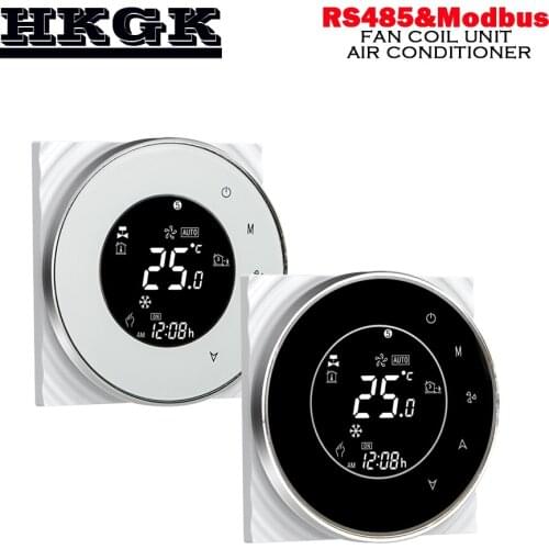 Modbus& RS485smart heating or cooling temp thermostat 2Pipe fan coil thermostat 95-240VAC,24VAC