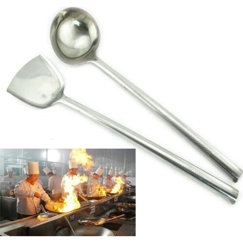 Heat-Resistant cocina utensilios de metal big spatula Stainless Steel Turner Spoons Steel Handle Cookware Tools Kitchen Utensil