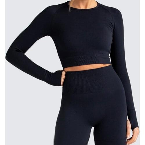 Hot Sale New Style Knitted Seamless Long-Sleeved Yoga Suit Sports Fitness Clothes