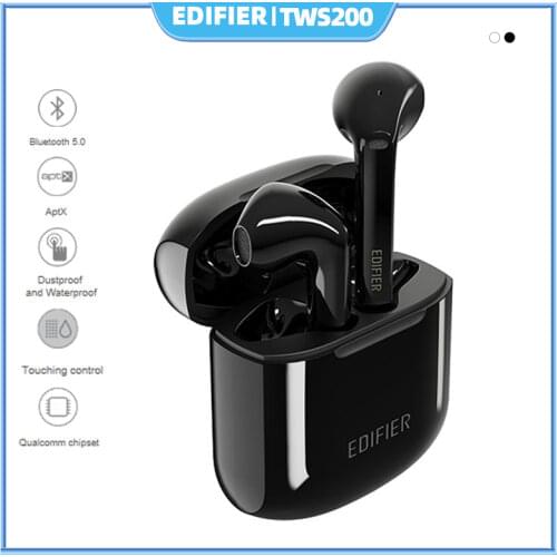 EDIFIER TWS200 TWS Wireless Bluetooth Earbuds Bluetooh v5.0 aptX Codec with Dual Microphone 24h playback time Noise Cancellation