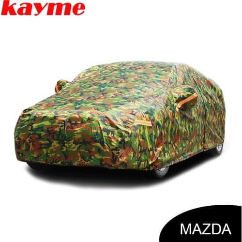Kayme waterproof camouflage car covers outdoor sun protection cover for mazda 3 2 6 5 7 CX-3 cx-5 cx-7 axela