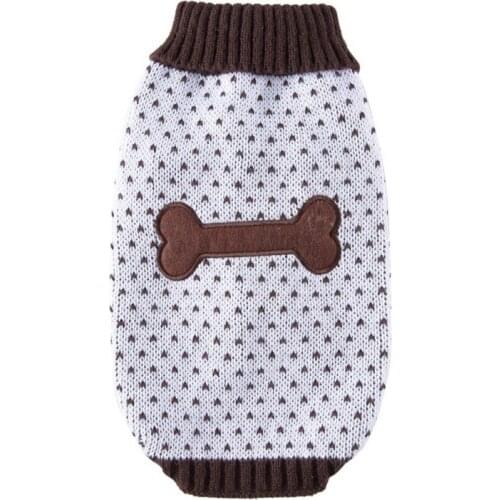 Spring Autumn Knitted Classic Pet Sweater Small Medium Autumn Winter Warm Costume For Daily Wear Bone Print New