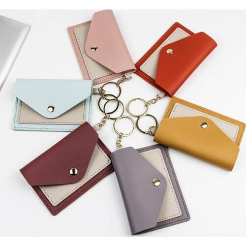 Women PU Leather Zipper Cash ID Card Credit Card Holder Purse Patchwork Mini Business Card Case Name Card Holder Wallet Gift