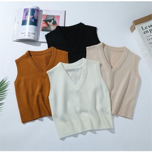 2021 Women Jackets Vest Sweater Winter Knitted Coat Sleeveless Warm Pullover Vests for Women School Vest Girl Body Warmer Ladies