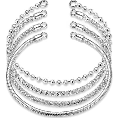 New Authentic 925 Sterling Silver Bracelet for Women Snake Bone Chain Beads Chain DIY Jewelry Bracelet Mothers Day Gift