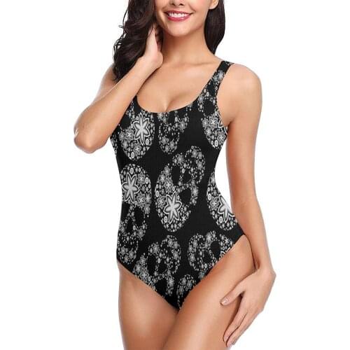 Womens One- Piece Skull Swimsuit With Cover Up Bathing Suits Sexy Trendy Swimsuits Teen Girls Ladies Cool Black White Skull