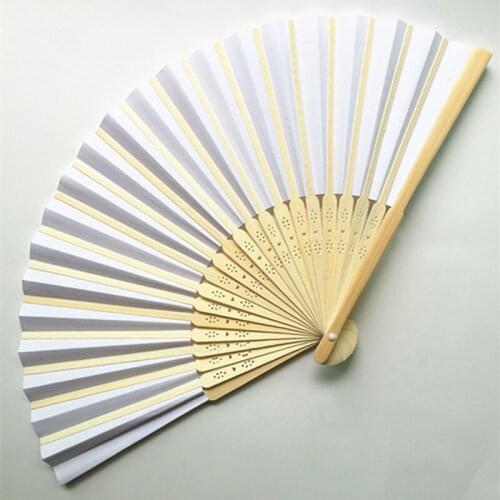 1Pc 21cm Summer Chinese Hand Paper Fans Pocket Folding Bamboo Fan Wedding Event Party Favor Decoration Supplies