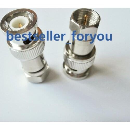 1Pcs Connector BNC Male Plug To F Male Jack Straight RF Coaxial Coax Adapter Connector